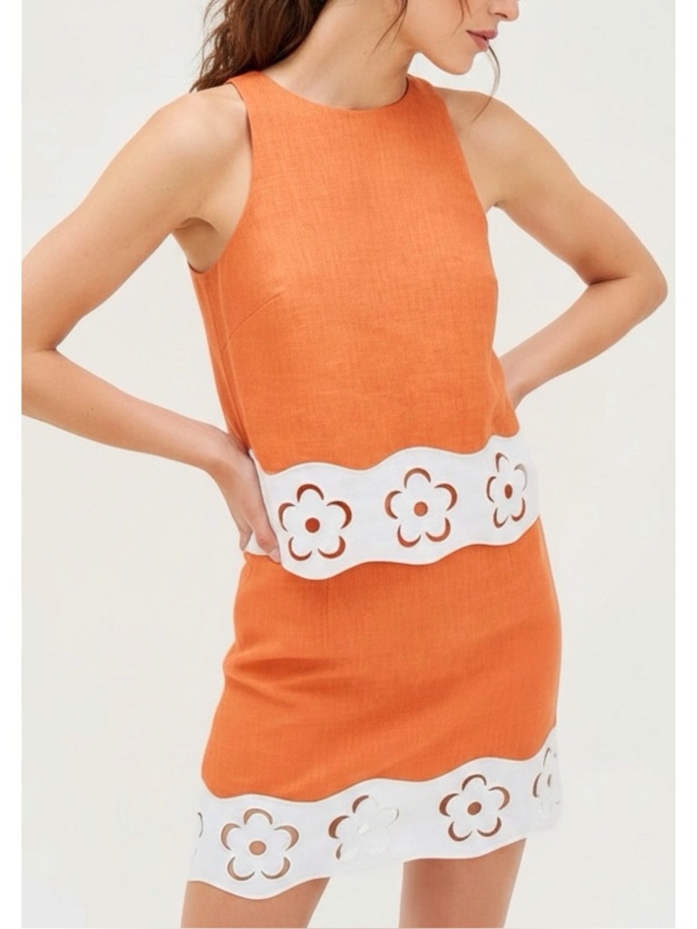 NEW STAUD Margaux Linen Mini Skirt, Apricot, 2 (US)